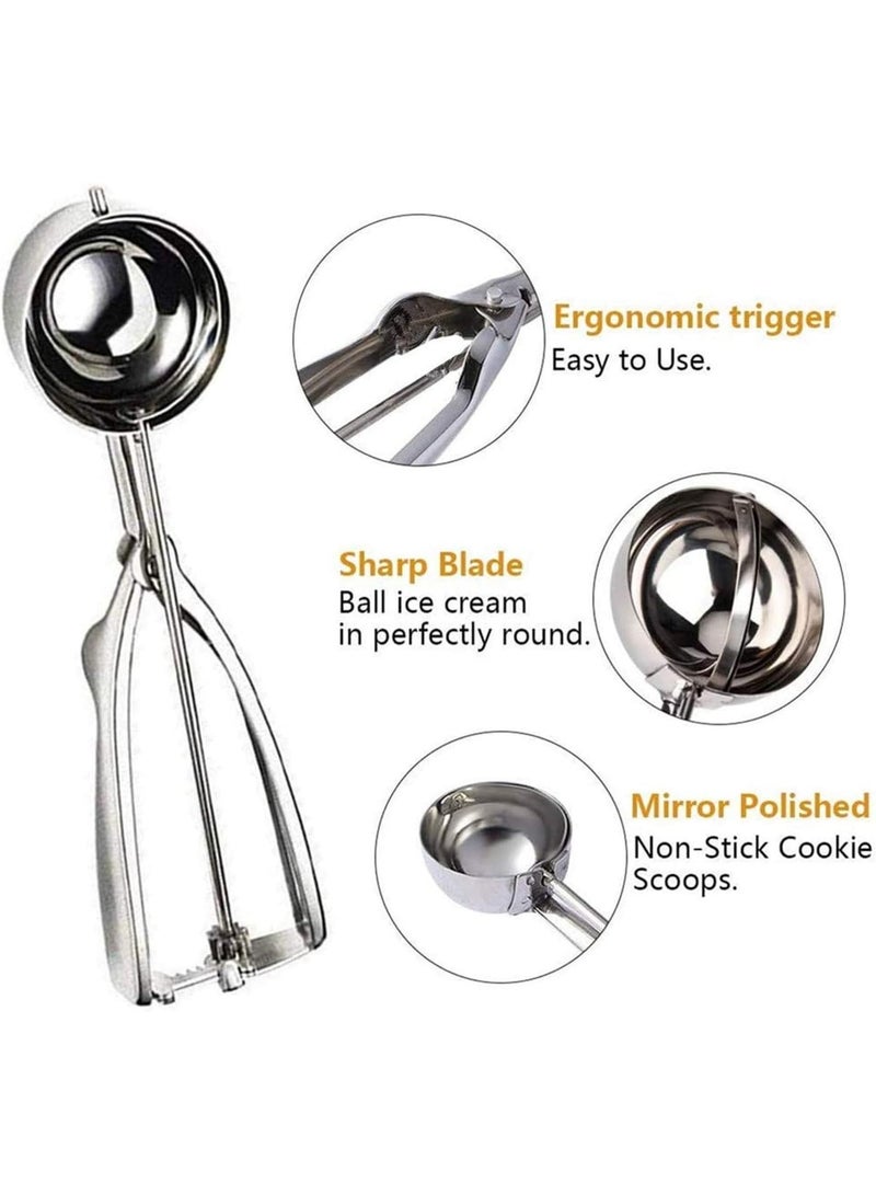 Stainless Steel Cookie Scoop Set Ice Cream Scooper with Trigger Release - 3 Pack - Image 3